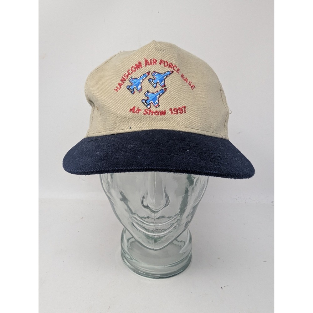 VINTAGE Hanscom Air Force Base Hat Cap Strap Back Air Show Embroidered Mens 90s